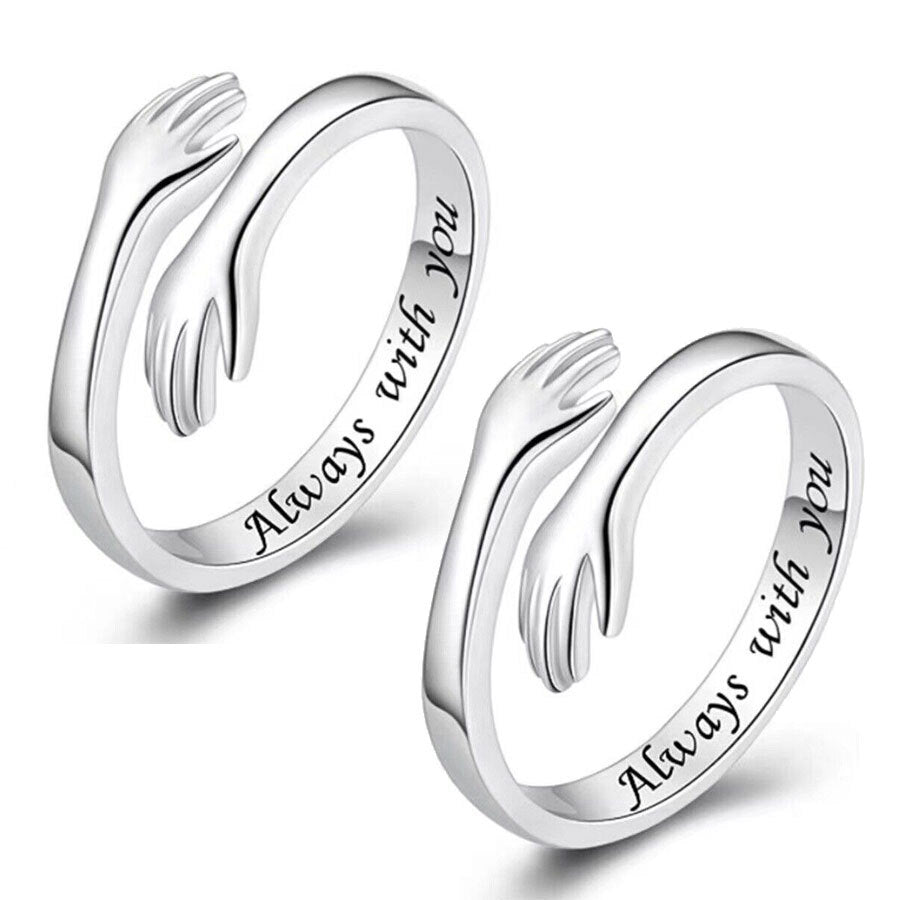Embrace Warmth with Our Adjustable 925 Sterling Silver Filled Protective Hands Ring