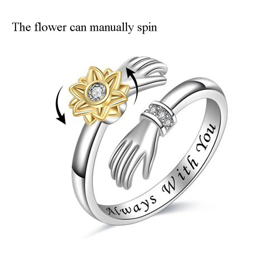 Embrace Warmth with Our Adjustable 925 Sterling Silver Filled Protective Hands Ring