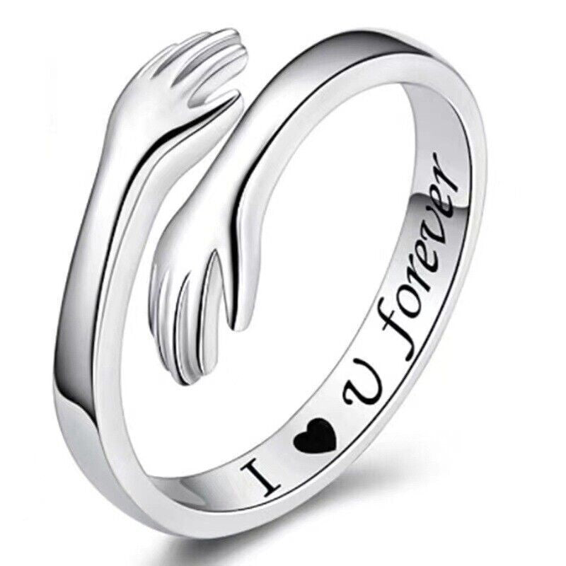 Embrace Warmth with Our Adjustable 925 Sterling Silver Filled Protective Hands Ring