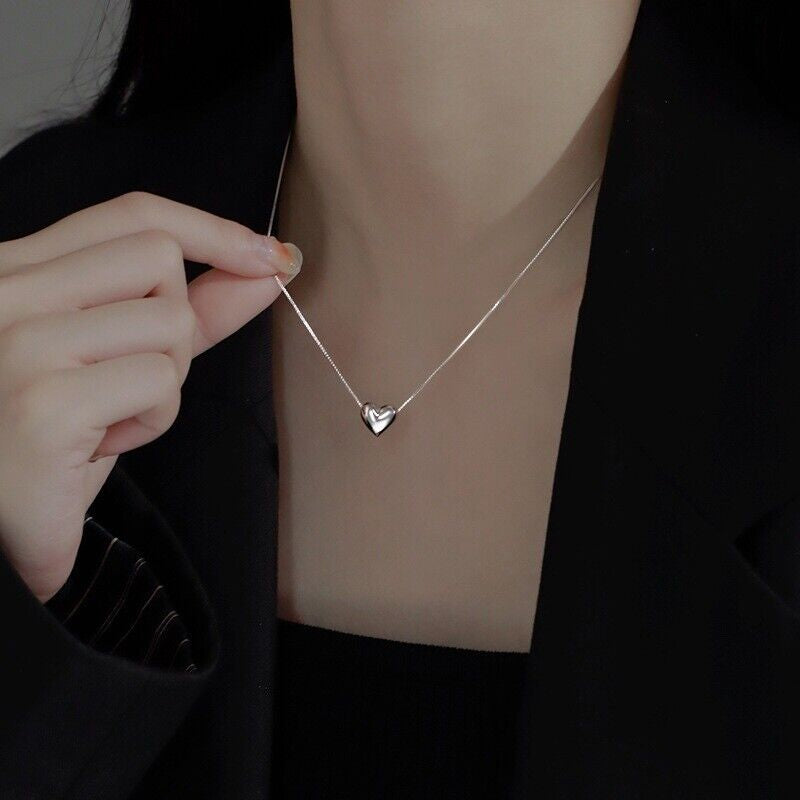 Stunning 925 Sterling Silver Heart Pendant Necklace - Perfect Gift for Women and Girls