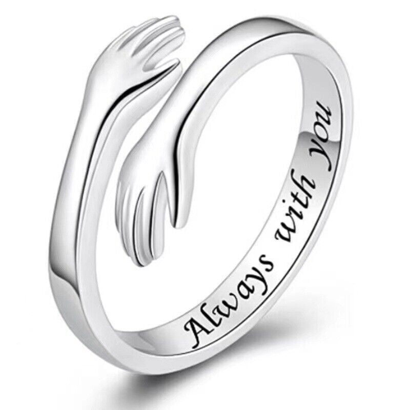 Embrace Warmth with Our Adjustable 925 Sterling Silver Filled Protective Hands Ring