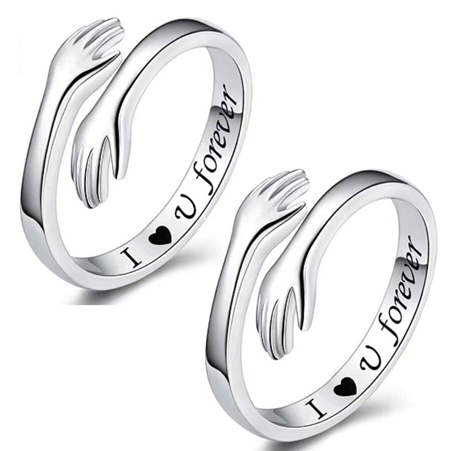 Embrace Warmth with Our Adjustable 925 Sterling Silver Filled Protective Hands Ring