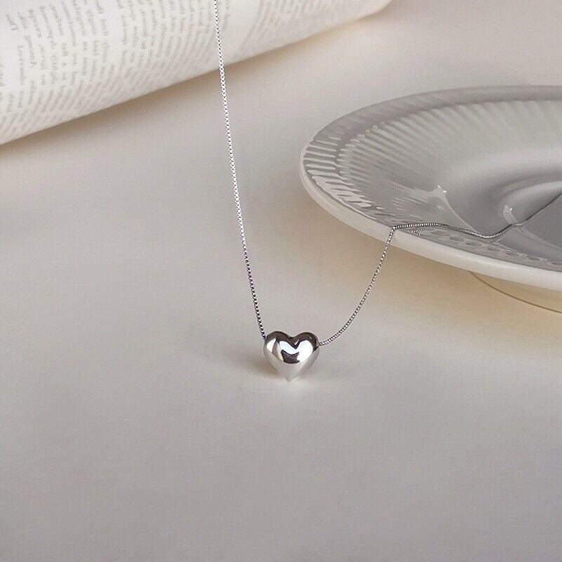 Stunning 925 Sterling Silver Heart Pendant Necklace - Perfect Gift for Women and Girls