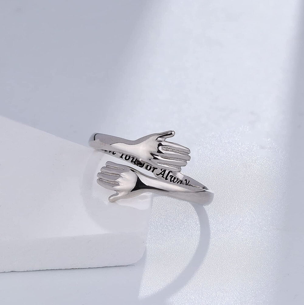 Embrace Warmth with Our Adjustable 925 Sterling Silver Filled Protective Hands Ring