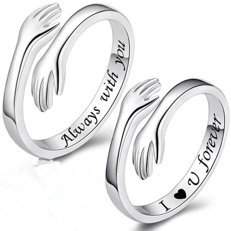 Embrace Warmth with Our Adjustable 925 Sterling Silver Filled Protective Hands Ring