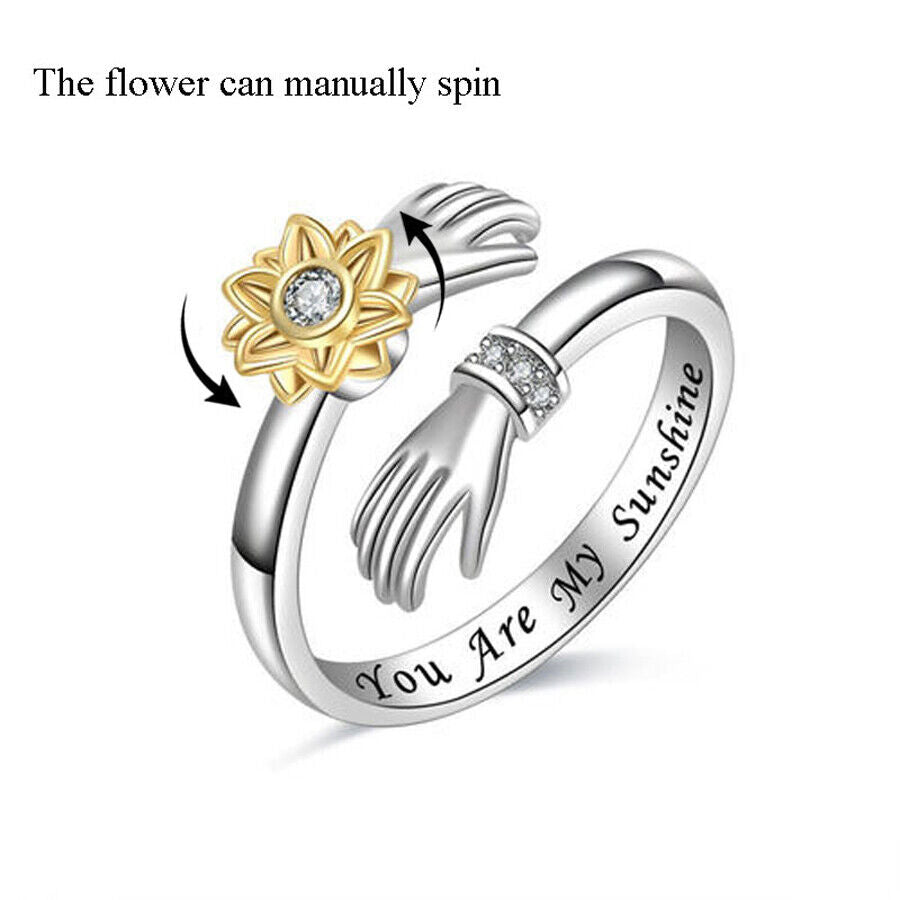 Embrace Warmth with Our Adjustable 925 Sterling Silver Filled Protective Hands Ring
