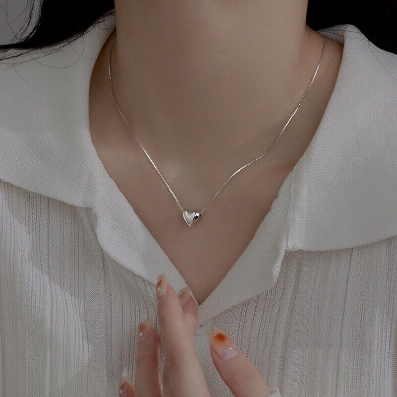 Stunning 925 Sterling Silver Heart Pendant Necklace - Perfect Gift for Women and Girls