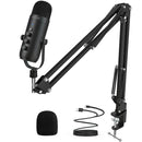 Haomuren StreamCast Pro™ USB Podcast Microphone Kit – Cardioid Studio Mic with Boom Arm