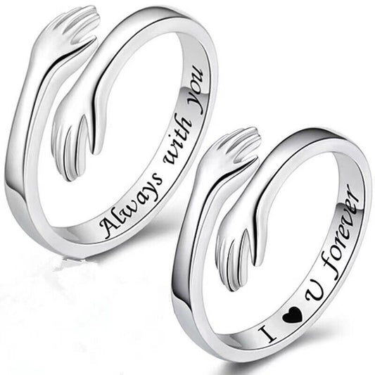 Embrace Warmth with Our Adjustable 925 Sterling Silver Filled Protective Hands Ring